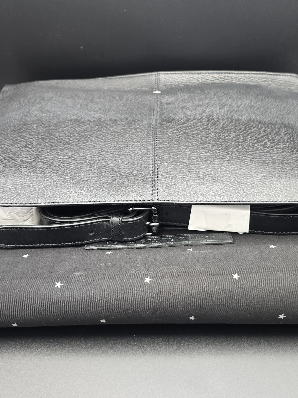John Varvatos Black Leather Briefcase - Classic Professional Carry (New)